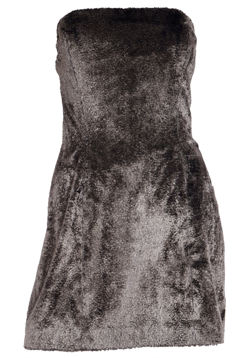 Vintage Isaac Mizrahi 1994 Faux Fur Strapless Runway Dress – Modig
