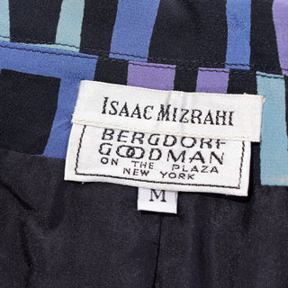 1994 Isaac Mizrahi Resort Collection Sleeveless Silk Blouse w/ Square Print Bergdorf Goodman