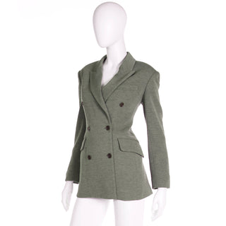 Isaac Mizrahi Heathered Green Double Breasted Jacket