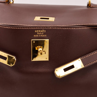 Hermes Kelly 35 Retourne in Havane Gulliver Leather with Rose Poudre Stitching Made in France