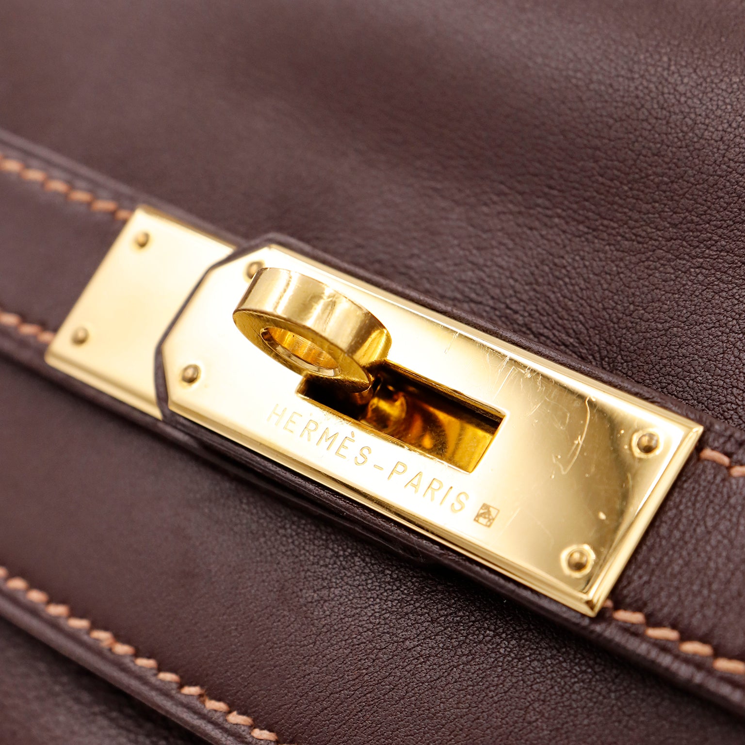 HERMES Kelly 35 Gold Gulliver Leather Retourne Woman's Handbag w/ Dustbag -  Boca Pawn