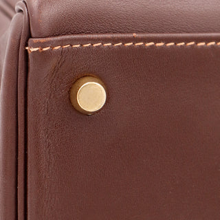 Hermes Kelly 35 Retourne in Havane Gulliver Leather with Rose Poudre Stitching brass feet and shoulder strap