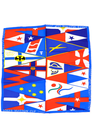 2000 Louis Vuitton Cup Silk Sailing Flag Scarf Red Blue Yellow Print