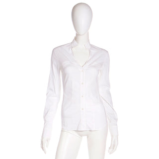 2004 Yves Saint Laurent by Tom Ford White Blouse w/ Sweetheart Bodice Detail