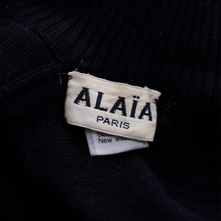 1986 Azzedine Alaia Paris Vintage Black Stretch Bodycon Zipper Runway Dress