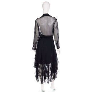 1990s Alberto Makali Vintage Sheer Black 2Pc Evening Dress  ensemble