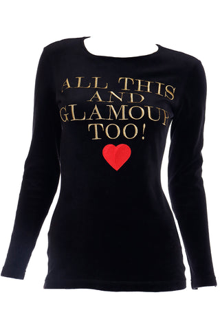 Moschino Vintage All This and Glamour Too Black Gold & Red Top