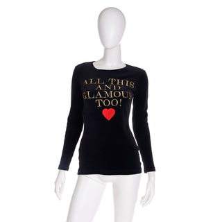 Moschino Vintage All This and Glamour Too Black Gold & Red Top Italy