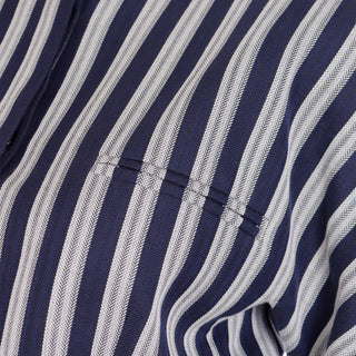 1990s Giorgio Armani Deadstock Navy Blue & White Striped Cropped Jacket Size Medium