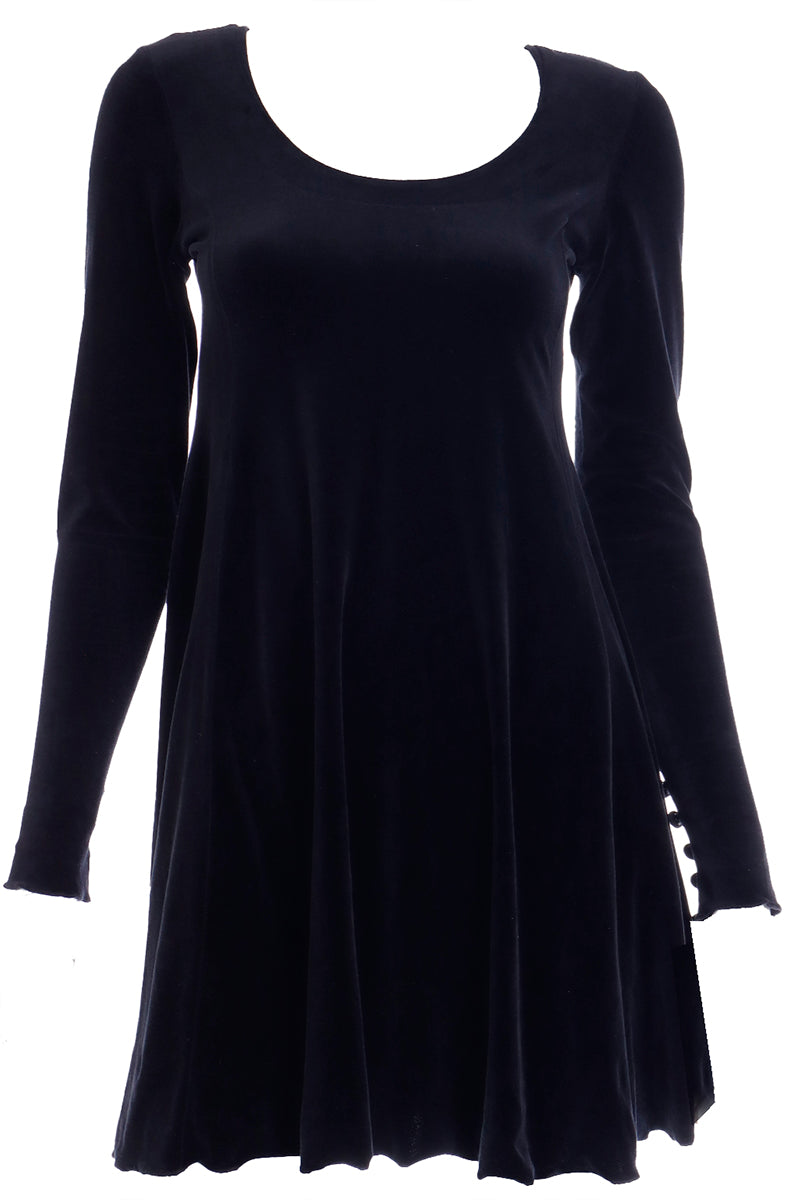 2000s Betsey Johnson Vintage Black Velvet Mini Dress 2000s Betsey Johnson Vintage Black Velvet Mini Dress
