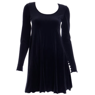 Vintage 2000s Betsey Johnson Black Velvet Mini Dress