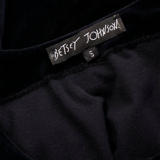 Vintage Betsey Johnson Black Velvet Babydoll Dress Label