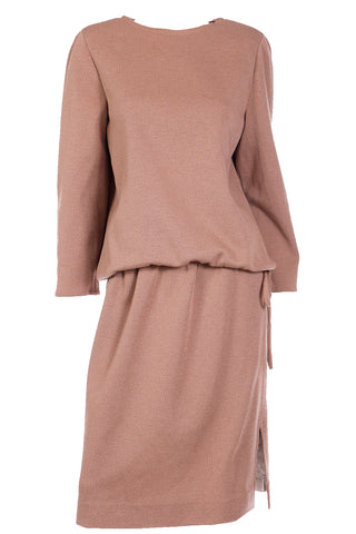 Vintage 70s LOUIS FERAUD Dress Haute COUTURE Dress Brown Silk 