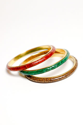 Buenos Aires vintage gift set for her with colorful snakeskin bangle bracelets