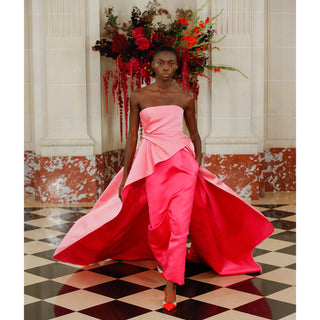 2022 Carolina Herrera Deadstock Strapless Red & Purple Evening runway Dress $5990