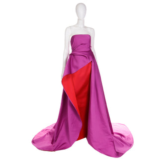 2022 Carolina Herrera Deadstock Strapless Red & Purple Evening Dress $5990 w tags