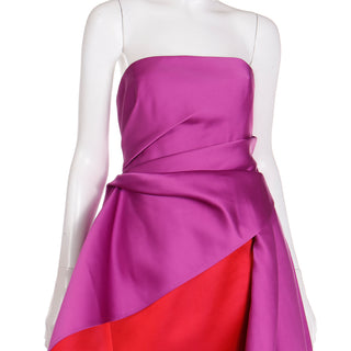 2022 Carolina Herrera Deadstock Strapless Red & Purple Evening Dress $5990 w original tags