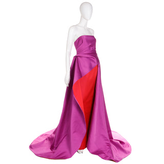 New 2022 Carolina Herrera Deadstock Strapless Red & Purple Evening Dress $5990