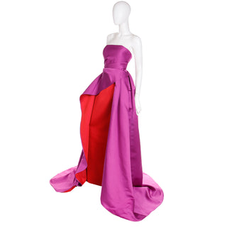 2022 Carolina Herrera Deadstock Strapless Red & Purple Evening Dress $5990 NWT