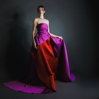 New 2022 Carolina Herrera Deadstock Strapless Red & Purple Evening Dress $5990