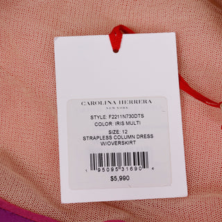 2022 Carolina Herrera Deadstock Strapless Red & Purple Evening Dress $5990 tag attached