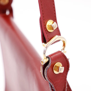 1970s Le Must de Cartier Vintage Bordeaux Leather Shoulder Bag w gold hardware