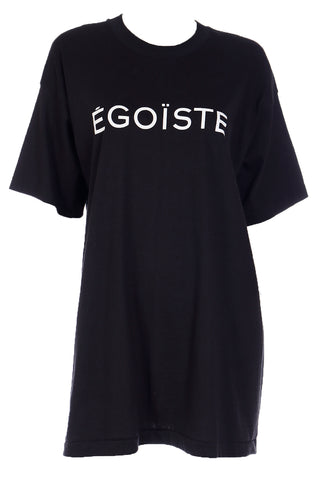 1990 Chanel Vintage Egoiste Black Tee Shirt with White Block Lettering1990s Chanel "Egoiste" Perfume Launch Limited Edition Black Tee Shirt