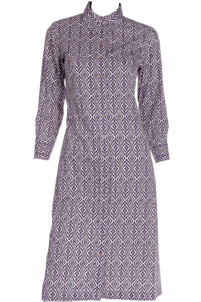 Vintage Chloe Geometric Print Shirt Dress w Western Styling Modig Vintage Chloe Geometric Print Shirt Dress w Western Styling Modig