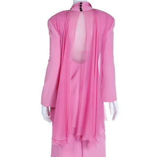 1990s Christian Dior Boutique Numbered Pink Jacket w Chiffon Drape & 2 Skirts by Gianfranco Ferre