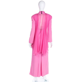 Demi Couture 1990s Christian Dior Boutique Numbered Pink Jacket w Chiffon Drape & 2 Skirts