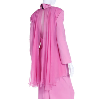 1990s Christian Dior Boutique Numbered Pink Jacket w Chiffon Drape & 2 Skirts des by Gianfranco Ferre