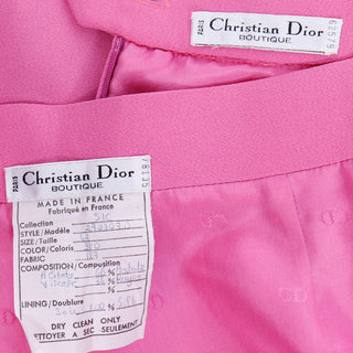 1990s Christian Dior Boutique Numbered Pink Jacket w Chiffon Drape & 2 Skirts Made in France