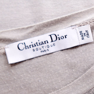 2000s John Galliano Christian Dior Grey Tee Shirt Woman w Mask & Pearls Made in Italy