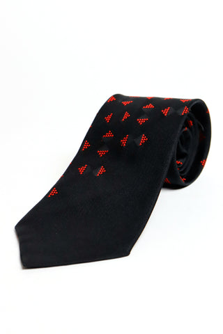2000s Comme des Garcons Homme Plus Necktie Black Silk Tie W Red Print