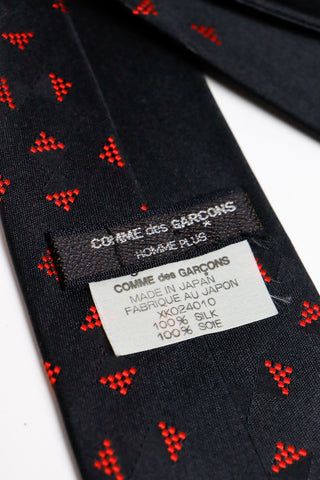 2000s Comme des Garcons Homme Plus Necktie Black Silk Tie W Red Print Japan