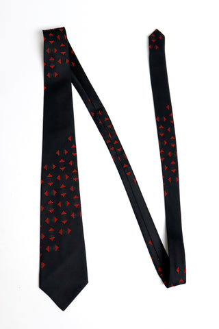 2000s Comme des Garcons Homme Plus Necktie Black Silk Tie W Red Dot & Black Print