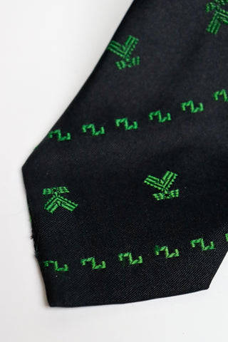 Vintage Comme des Garcons Homme Plus Necktie Black Silk Tie W/ Green Embroidery