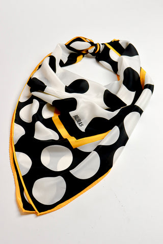 Copenhagen vintage gift set for her with Bill Blass black and white polka dot silk scarf with yellow trim