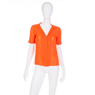 Andre 1970s Courreges Vintage Orange Cotton Short Sleeve Shirt