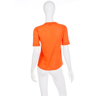 1970s Courreges Vintage Orange Cotton Short Sleeve Top Shirt