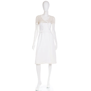 1960s Andre Courreges Space Age White Vintage Dress with mesh 