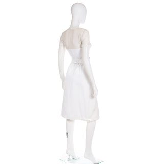 1960s Andre Courreges Space Age White Vintage Dress w Belt