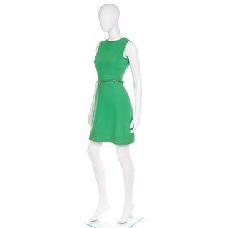 1960s Couture Veronese 414 Saint Honore Paris Vintage Green Dress Small