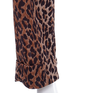 2000s Dolce & Gabbana Brown & Black Leopard  Print Sheer Silk Top & Pants Outfit