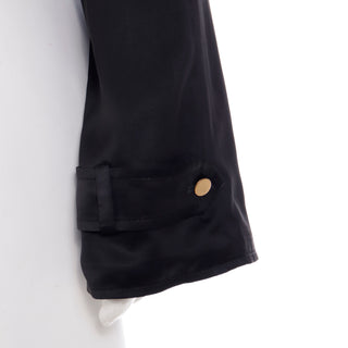 2000s Dolce & Gabbana Black Satin Cropped Trench Jacket w Epaulettes and Belt
