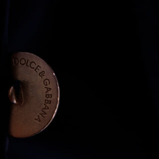 2000s Dolce & Gabbana Black Satin Cropped Trench Jacket w Belt & Branded Buttons