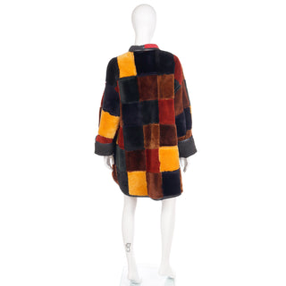Vintage 1980s Donna Karan Patchwork Shearling Reversible  Faux Fur Coat