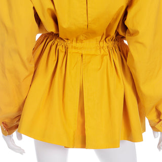 1980s Vintage Donna Karan Drawstring Waist Yellow Cotton Jacket