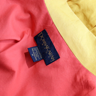 1980s Vintage Donna Karan New York Jacket Drawstring Yellow Cotton Coat 