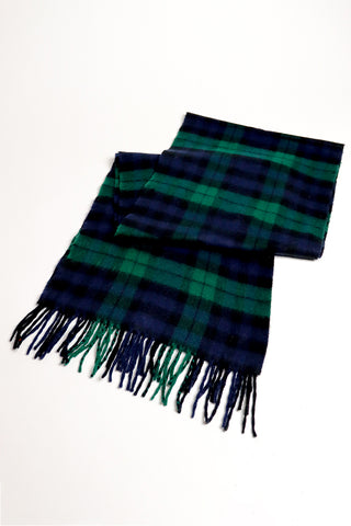 Dublin Vintage Gift Box for Her with Scottish Cashmere vintage blue and green tartan winter scarf